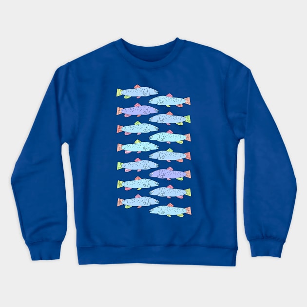 Cute and Colorful Trout Pattern Crewneck Sweatshirt by Davey's Designs